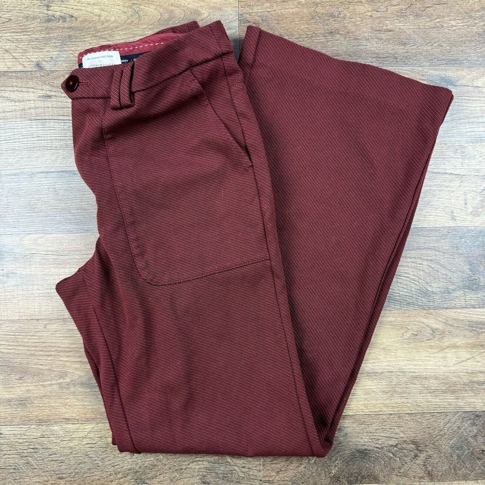 Anthropologie Essential Bootcut Twill Trousers Size 6 Maroon